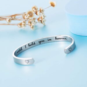 LParkin Memorial Bracelet I'll Hold You in My Heart Until I Hold You in Heaven Gifts for Her Remembrance Jewelry (Cuff)