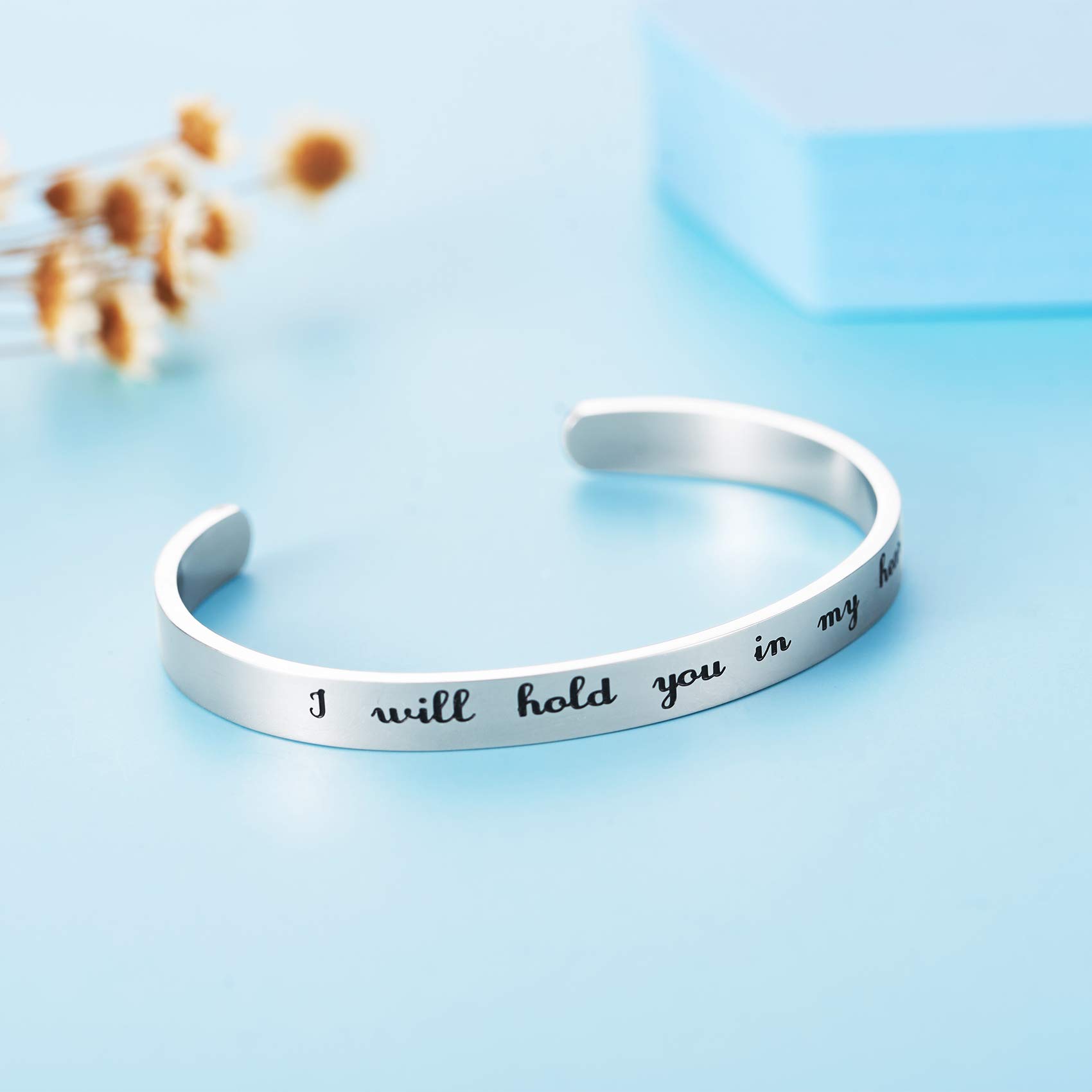 LParkin Memorial Bracelet I'll Hold You in My Heart Until I Hold You in Heaven Gifts for Her Remembrance Jewelry (Cuff)