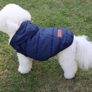 Vecomfy Fleece Lining Extra Warm Dog Hoodie in Winter for Medium Dogs Jacket Pet Coats with Hooded,Blue L