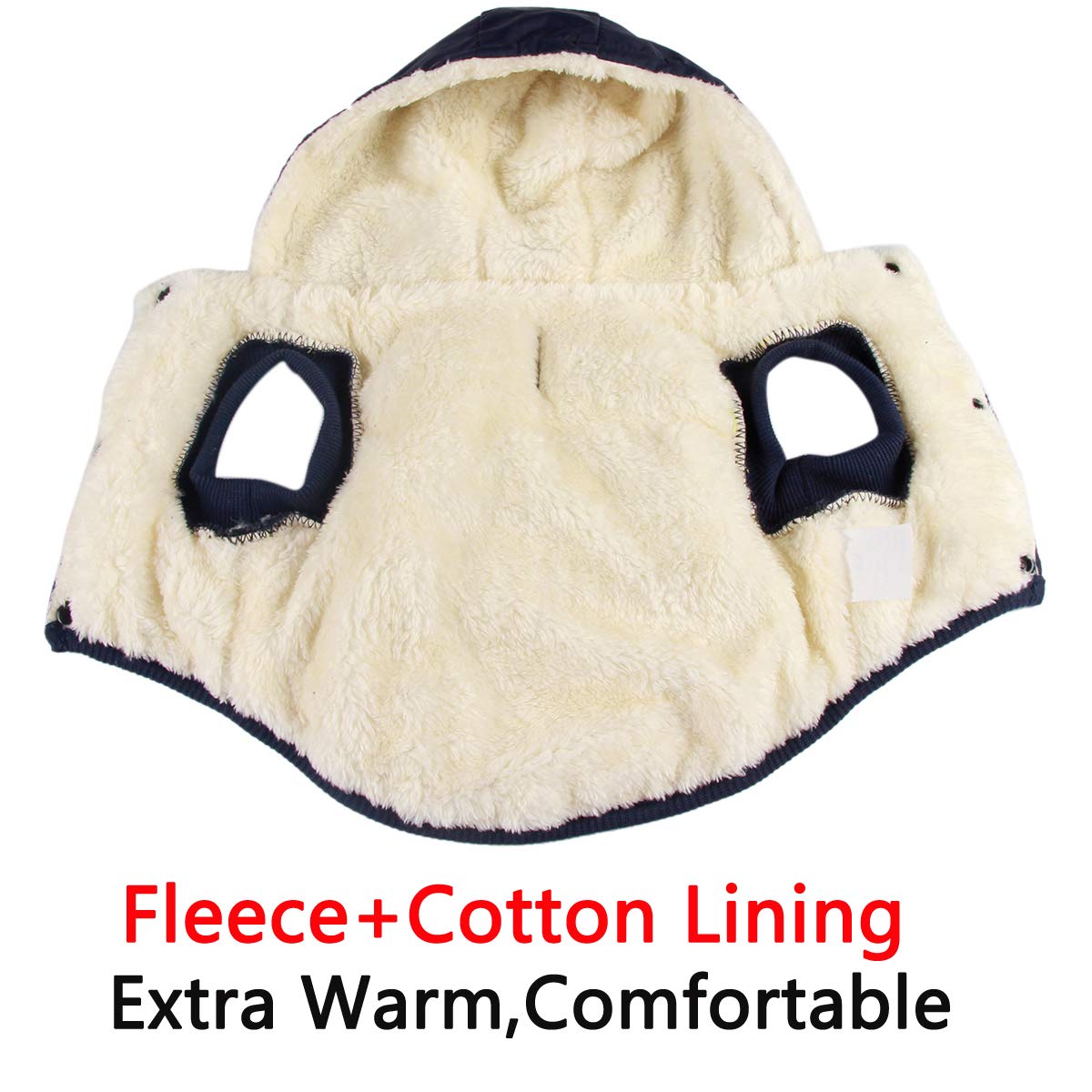 Vecomfy Fleece Lining Extra Warm Dog Hoodie in Winter for Medium Dogs Jacket Pet Coats with Hooded,Blue L