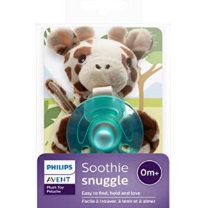 Philips AVENT Soothie Snuggle Pacifier Holder with Detachable Pacifier, 0m+, Giraffe, SCF347/01-1 Count (Pack of 1)