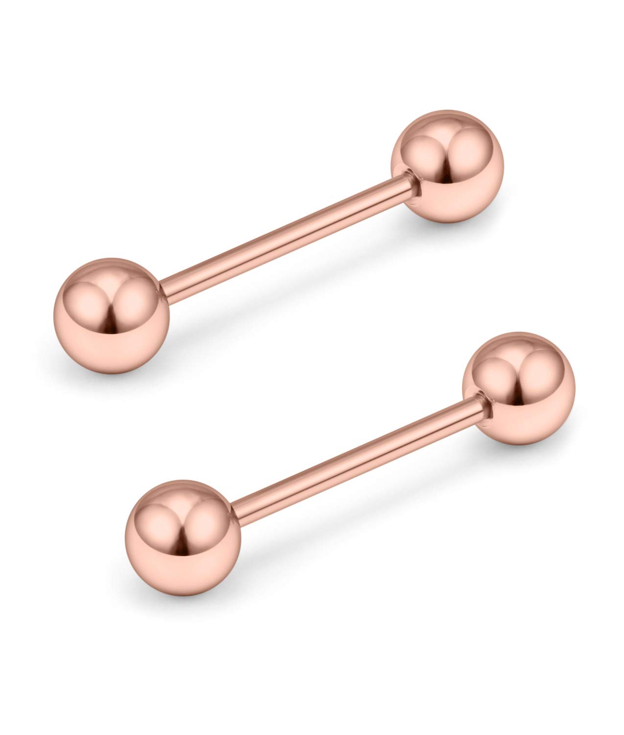 Ftovosyo 2PCS 16G 316L Stainless Steel Internally Threaded Tongue Nipple Shield Barbell Ring Bar Body Piercing Jewelry Retainer 14mm Rose Gold