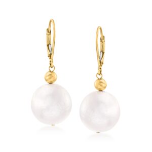 Ross-Simons 13-14mm Cultured Pearl Drop Earrings in 14kt Yellow Gold