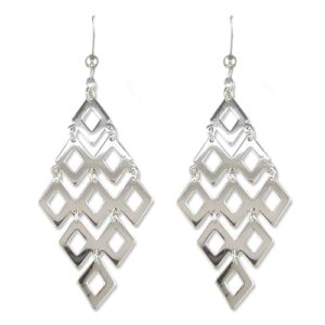 LeCalla 925 Sterling Silver Chandelier Dangle Earrings for Women Long Jewelry Diamond Shape Drop Earring for Women