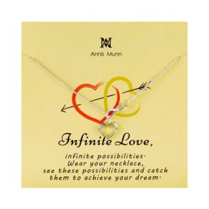 AM ANNIS MUNN Infinite Heart Necklace - 925 Sterling Silver Heart Necklaces for Women Gifts for Wife Women on Birthday Womens Jewelry Necklace