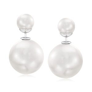 ross-simons 8-16mm shell pearl front-back earrings in sterling silver