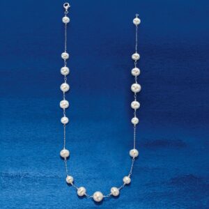 Ross-Simons 6-10mm Cultured Pearl Station Necklace in Sterling Silver. 36 inches