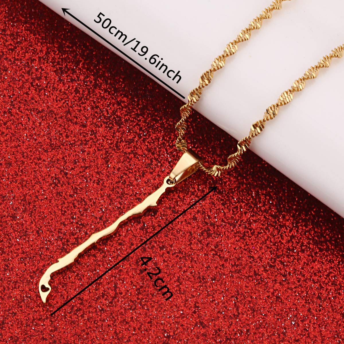 Stainless Steel Chile Map Pendant Necklace Charm Republic of Chile Jewelry Chilean (Gold Color)