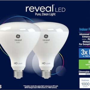 GE Reveal 2-Pack 85 W Equivalent Dimmable Color-Enhancing Br40 LED Light Fixture Light Bulbs