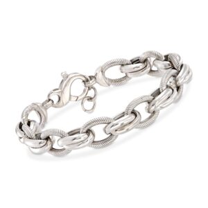 ross-simons italian sterling silver textured and polished multi-link bracelet. 8 inches