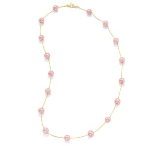 Ross-Simons 6-6.5mm Pink Cultured Pearl Station Necklace in 14kt Yellow Gold. 18 inches