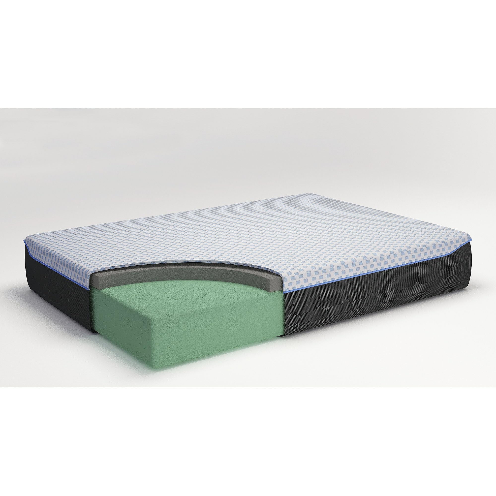 Signature Design by Ashley King Size Chime Elite 12 Inch Plush Green Tea & Charcoal Gel Memory Foam Mattress with Micro Cool Cover