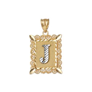 la blingz 10k yellow gold filigree alphabet initial letter j dc pendant (s/l) (small)