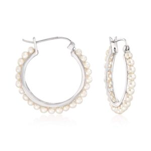 ross-simons 3-3.5mm cultured pearl hoop earrings