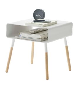 yamazaki home plain side table with storage shelf white