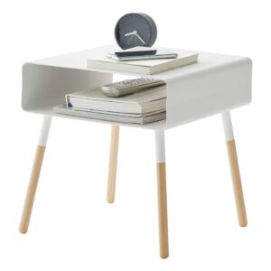 YAMAZAKI home Plain Side Table with Storage Shelf White