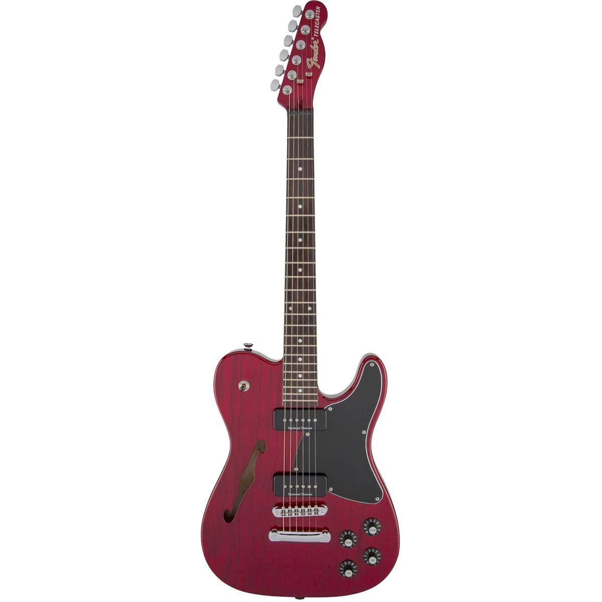 Fender Jim Adkins JA-90 Thinline Telecaster Electric Guitar, with 2-Year Warranty, Crimson Red Transparent, Laurel Fingerboard