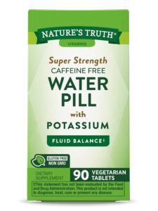 nature's truth super strength water pill with potassium | 90 count | caffeine free | vegetarian, non-gmo, gluten free