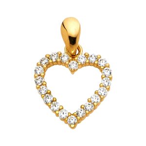 TGDJ 14k White OR White Gold Open Heart CZ Charm Pendant (Yellow-Gold)