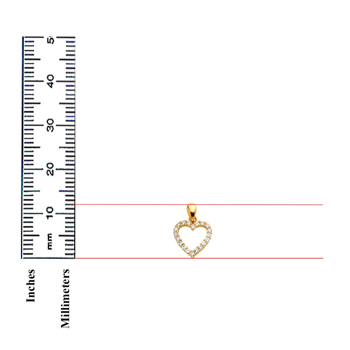 TGDJ 14k White OR White Gold Open Heart CZ Charm Pendant (Yellow-Gold)