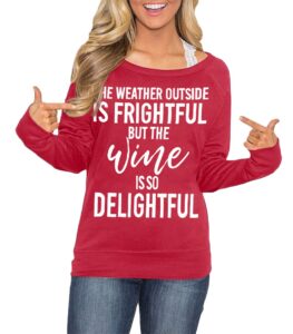 christmas women's retro graphic shirt crewneck vacation ugly vintage sweatshirts the wine is so delightful m