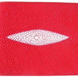 Julie Genuine Real Stingray Skin Leather Eye Man Bifold Shiny Red Wallet