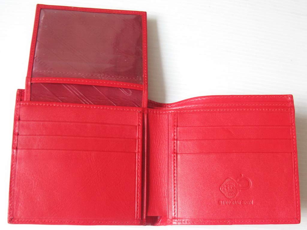 Julie Genuine Real Stingray Skin Leather Eye Man Bifold Shiny Red Wallet