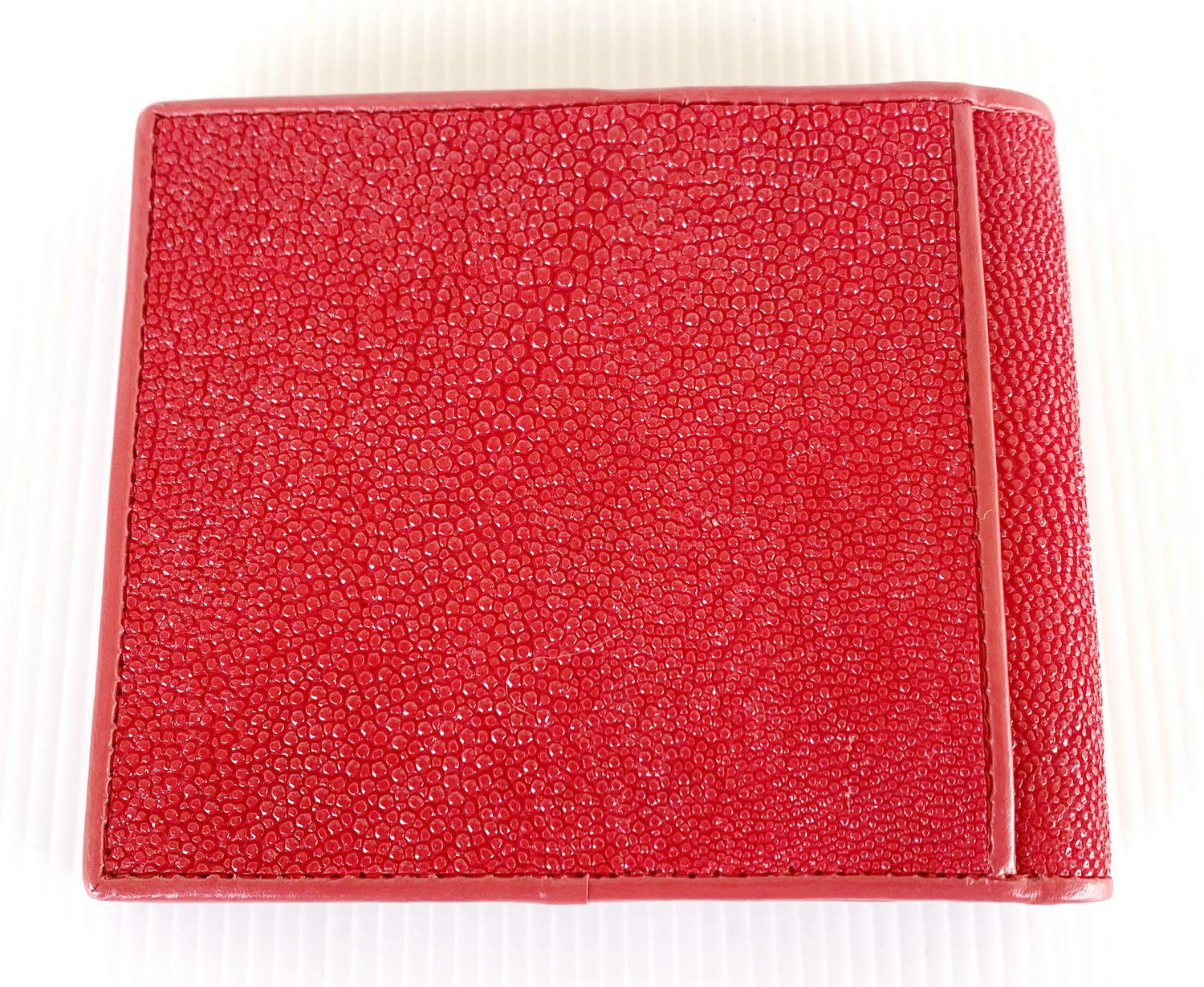 Julie Genuine Real Stingray Skin Leather Eye Man Bifold Shiny Red Wallet