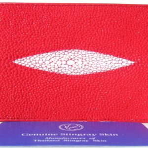 Julie Genuine Real Stingray Skin Leather Eye Man Bifold Shiny Red Wallet