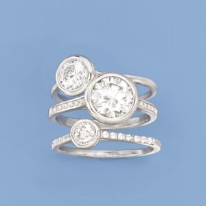 Ross-Simons 3.25 ct. t.w. CZ Jewelry Set: 3 Stackable Bezel Rings in Sterling Silver. Size 8