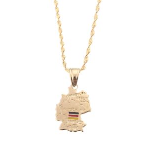 Deutschland Map Flag Pendant Necklace for Women Germany Jewelry German