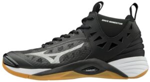 mizuno men's wave momentum mid volleyball shoe, blacksilver, 16 d us