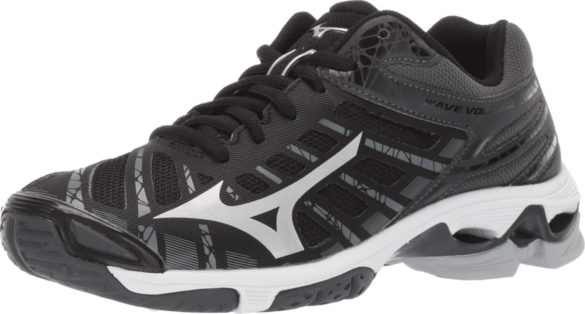 Mizuno Women's Wave Voltage Volleyball Shoe, blacksilver, 7 B US