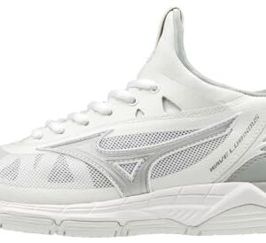 Mizuno Women's Wave Luminous Volleyball Shoe, white-silver, 9 B US