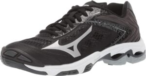 mizuno womens wave lightning z5 indoor court shoe, blacksilver, 7.5 us