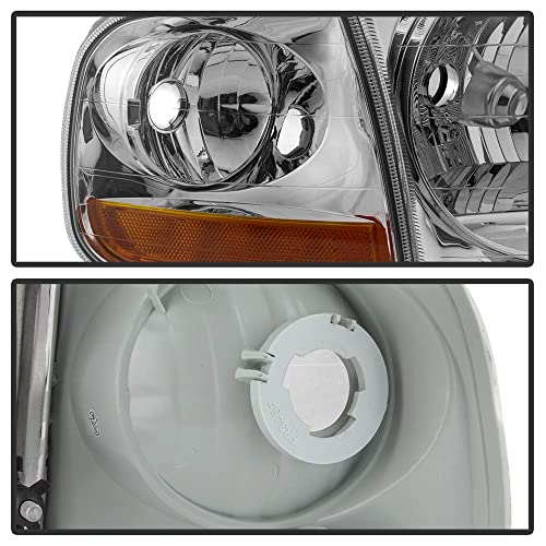 ACANII - For Chrome 1997-2003 Ford F150 Expedition Lightning Style Headlights w/Corner Signal Lights Lamps 4pcs Set