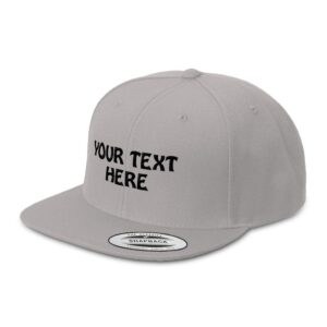 snapback hats for men & women custom personalized text acrylic flat bill baseball cap snapback silver heather gray one size