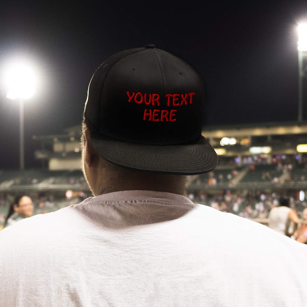 Snapback Hats for Men & Women Custom Personalized Text Acrylic Flat Bill Baseball Cap Snapback Silver Heather Gray One Size