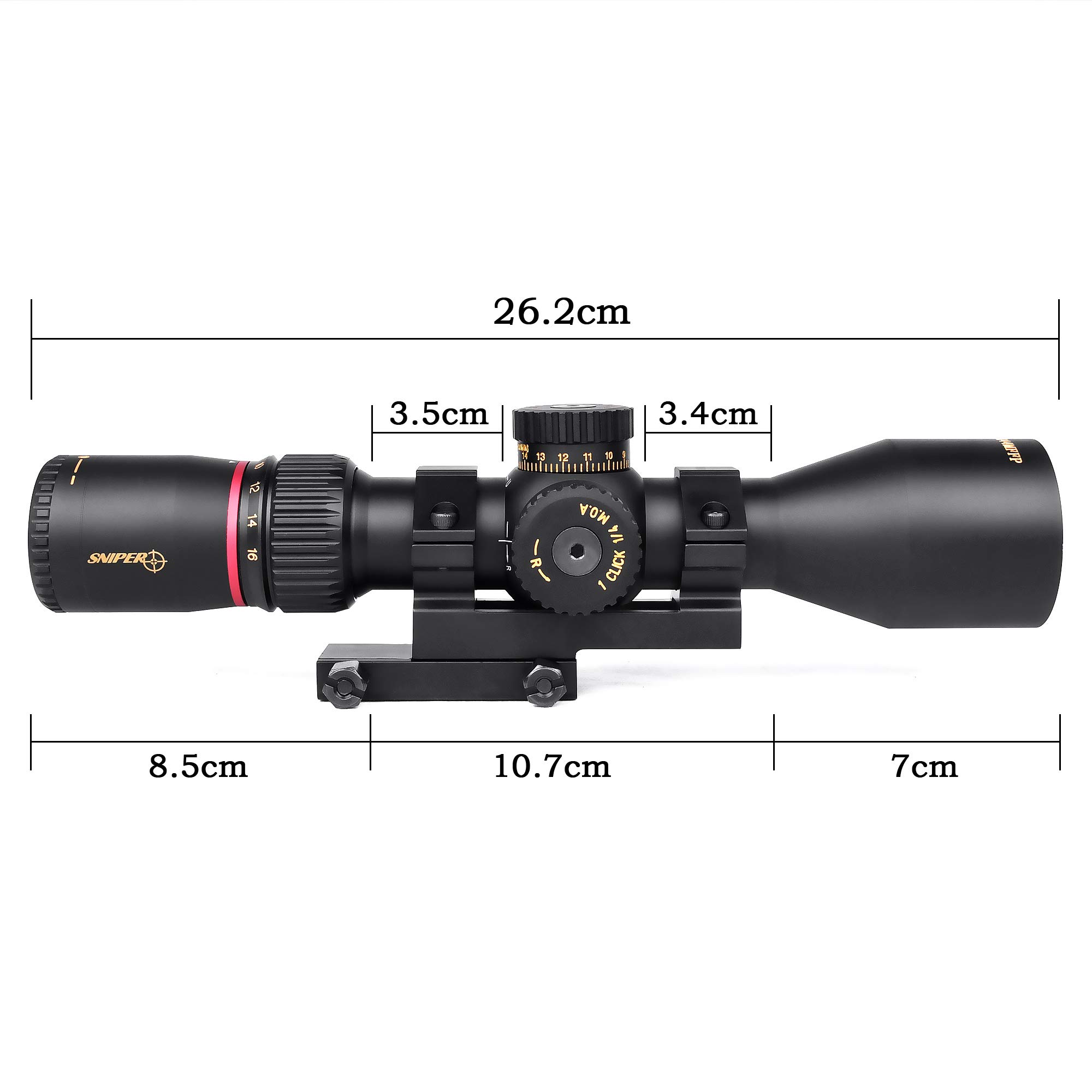 SNIPER VT4-16X44FFP First Focal Plane Hunting Rifle Scope Red, Green Illuminated Mil Dot Reticle/Fully Multi-Coated Lens/Wind and Elevation Adjust