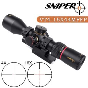 SNIPER VT4-16X44FFP First Focal Plane Hunting Rifle Scope Red, Green Illuminated Mil Dot Reticle/Fully Multi-Coated Lens/Wind and Elevation Adjust