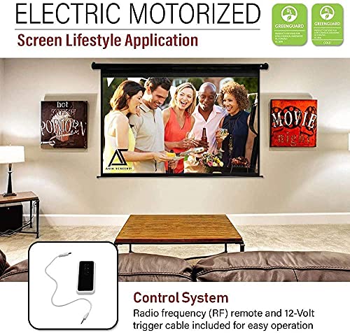 Akia Screens 110 inch Motorized Electric Remote Controlled Drop Down Projector Screen 16:9 8K 4K HD 3D Retractable Ceiling Wall Mount Black Projection Screen Office Home Theater Movie AK-MOTORIZE110H1