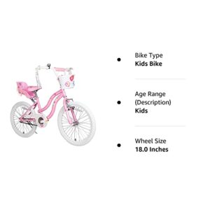 COEWSKE Kid's Bike Steel Frame Children Bicycle Little Princess Style 18 Inch with Training Wheel (Pink, 18 Inch)