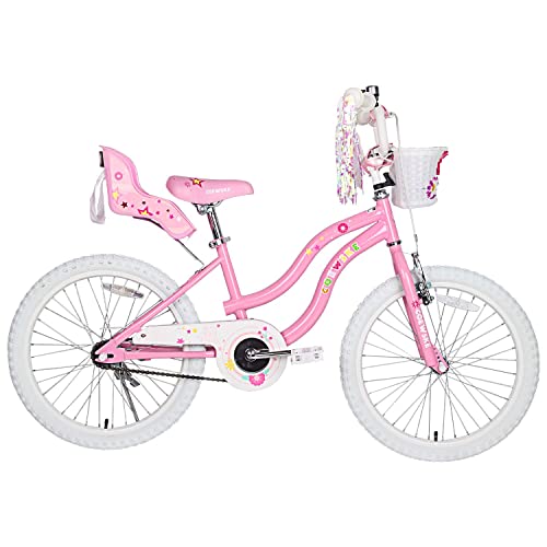 COEWSKE Kid's Bike Steel Frame Children Bicycle Little Princess Style 18 Inch with Training Wheel (Pink, 18 Inch)