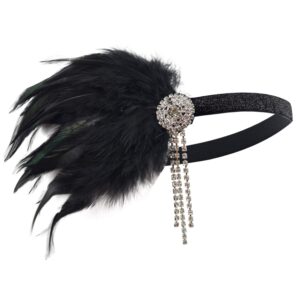 DRESHOW 1920s Great Gatsby Accessories for Women Flapper Headpiece Headband Gloves Costume Harlem Nights Accessories Set