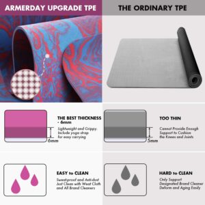 AIMERDAY Non Slip Yoga Mat Eco Friendly TPE Exercise Mat Premium Print 1/4 Inch Thick High Density Lightweight Pilates Mat with Carrying Strap for Floor Workout, Fitness & Hot Yoga 72" x 24"