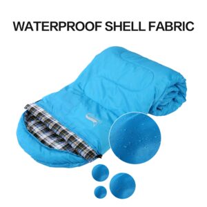 DESERT & FOX Cotton Flannel Sleeping Bags Attach Pillow, 4 Season Warm & Cold Weather Envelope Compression Sack, Lightweight & Portable Sleeping Bag for Outdoor Camping, Hiking, Traveling