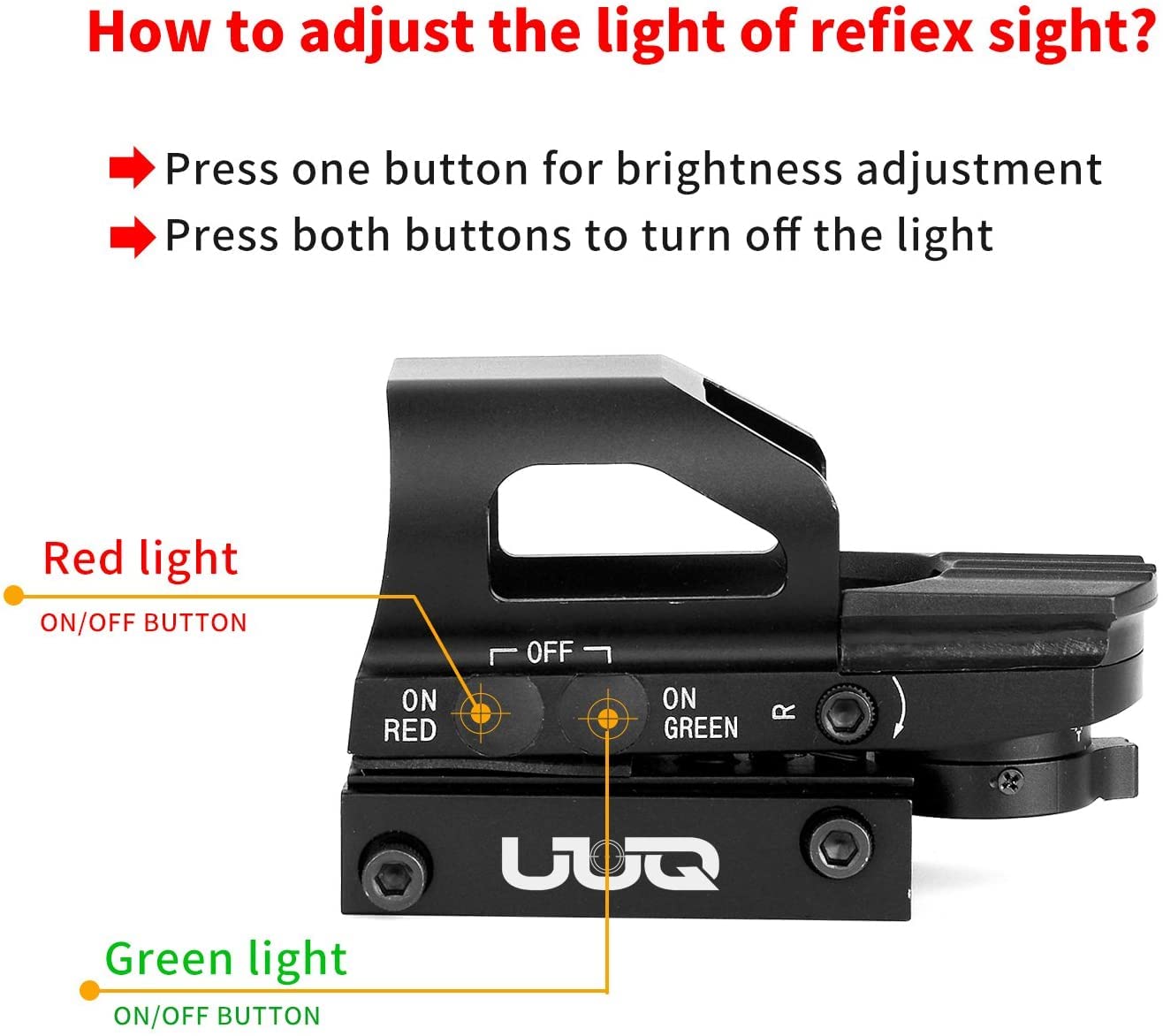 UUQ 3-9X32EG Tactical Rifle Scope Illuminated Red & Green Range Finder Reticle W/Reflex Sight & Green Laser Sight