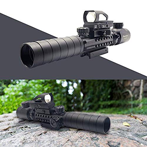 UUQ 3-9X32EG Tactical Rifle Scope Illuminated Red & Green Range Finder Reticle W/Reflex Sight & Green Laser Sight