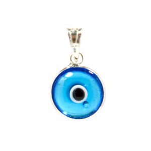 mizze made for luck transparent light blue authentic 925 sterling silver 10 mm round glass evil eye charm pendant