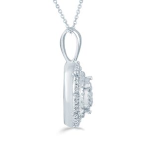 Fifth and Fine 1/4ct tw Diamond Round Cluster Fashion Pendant in Sterling Silver with 18" cable chain